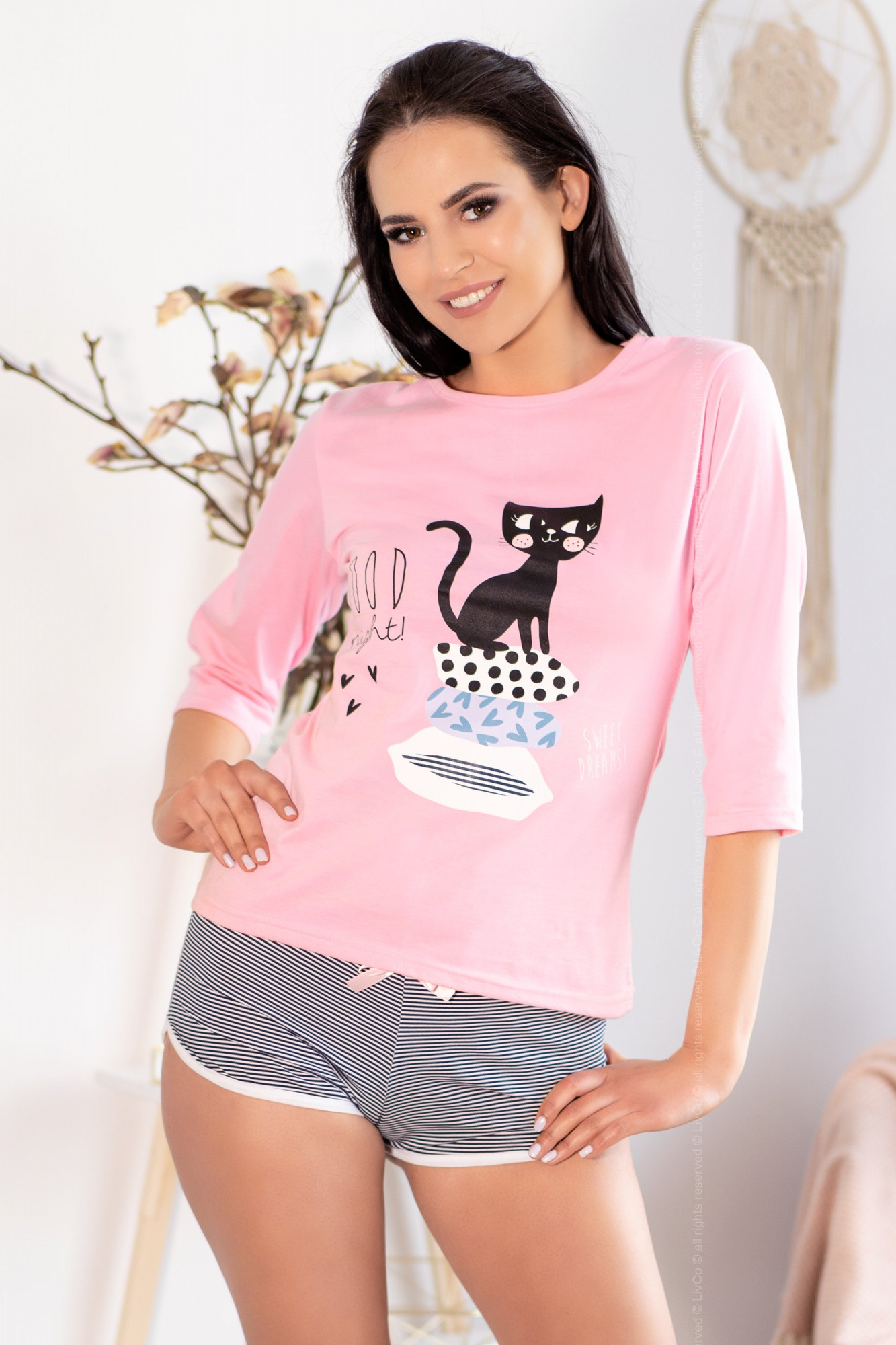 Dámské pyžamo Aprodit Cat - LivCo Corsetti L/XL růžova