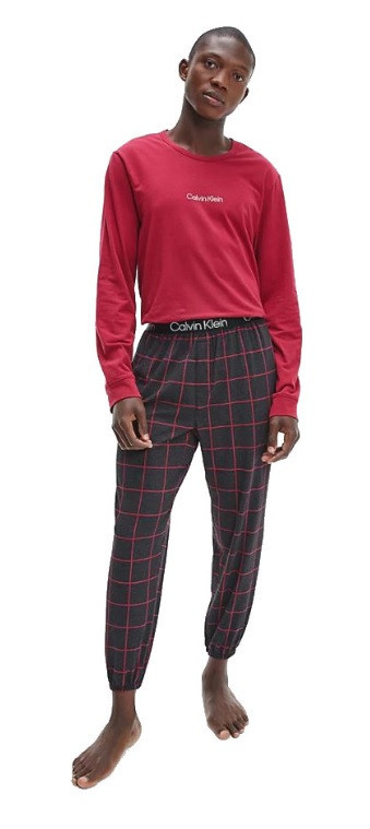 Pánské pyžamo NM2178E - V5N - vínová - Calvin Klein XL vínová-černá