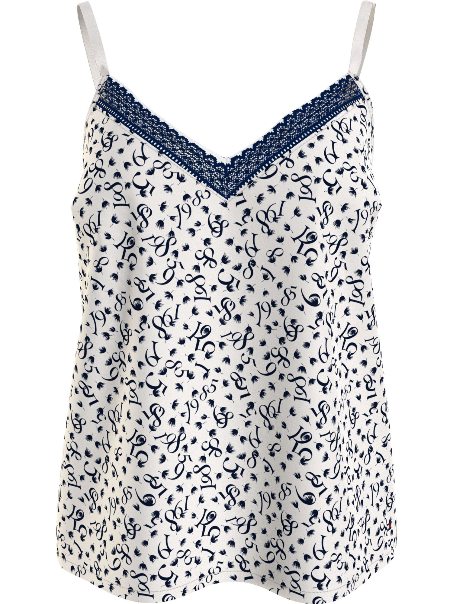 Dámský pyžamový top WOVEN CAMI PRINT UW0UW05006 02X bílý s potiskem - Tommy Hilfiger M