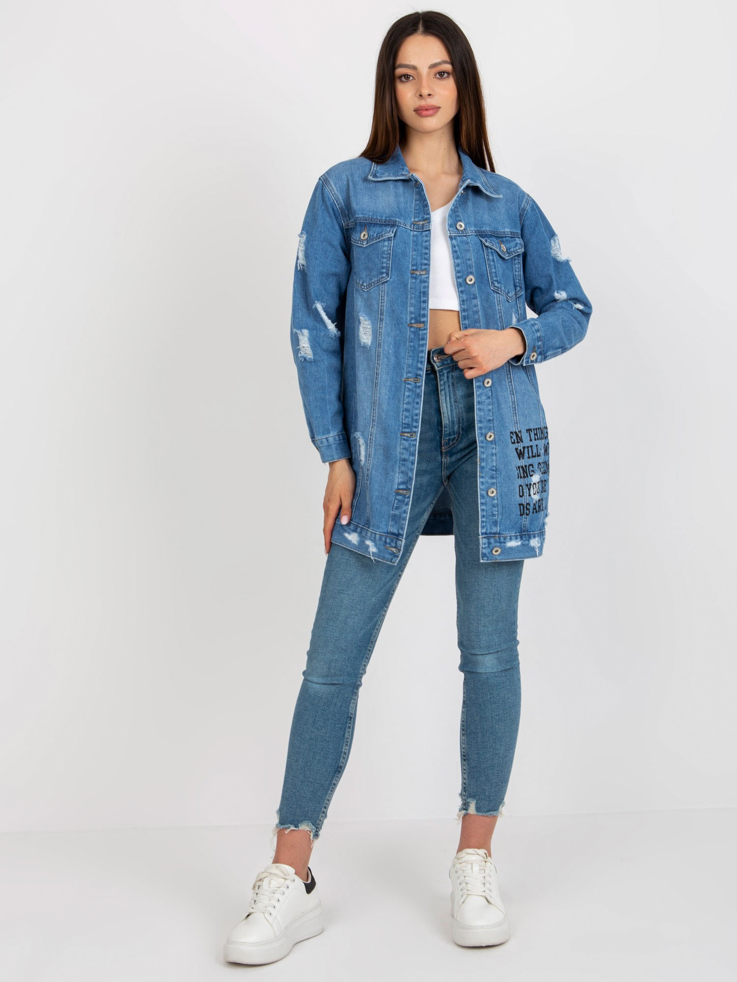 Dámská džínová bunda HM KR M229.55 Modrá jeans - FPrice jeans-modrá S