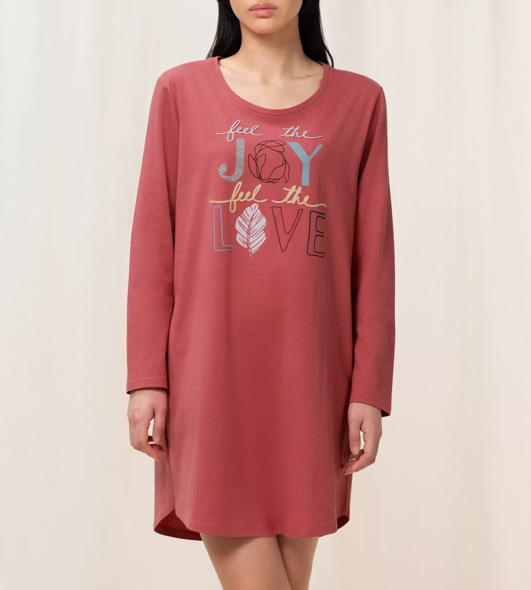 Dámská noční košile Nightdresses NDK 02 LSL X - Triumph kombinace temně růžové (M020) 0036