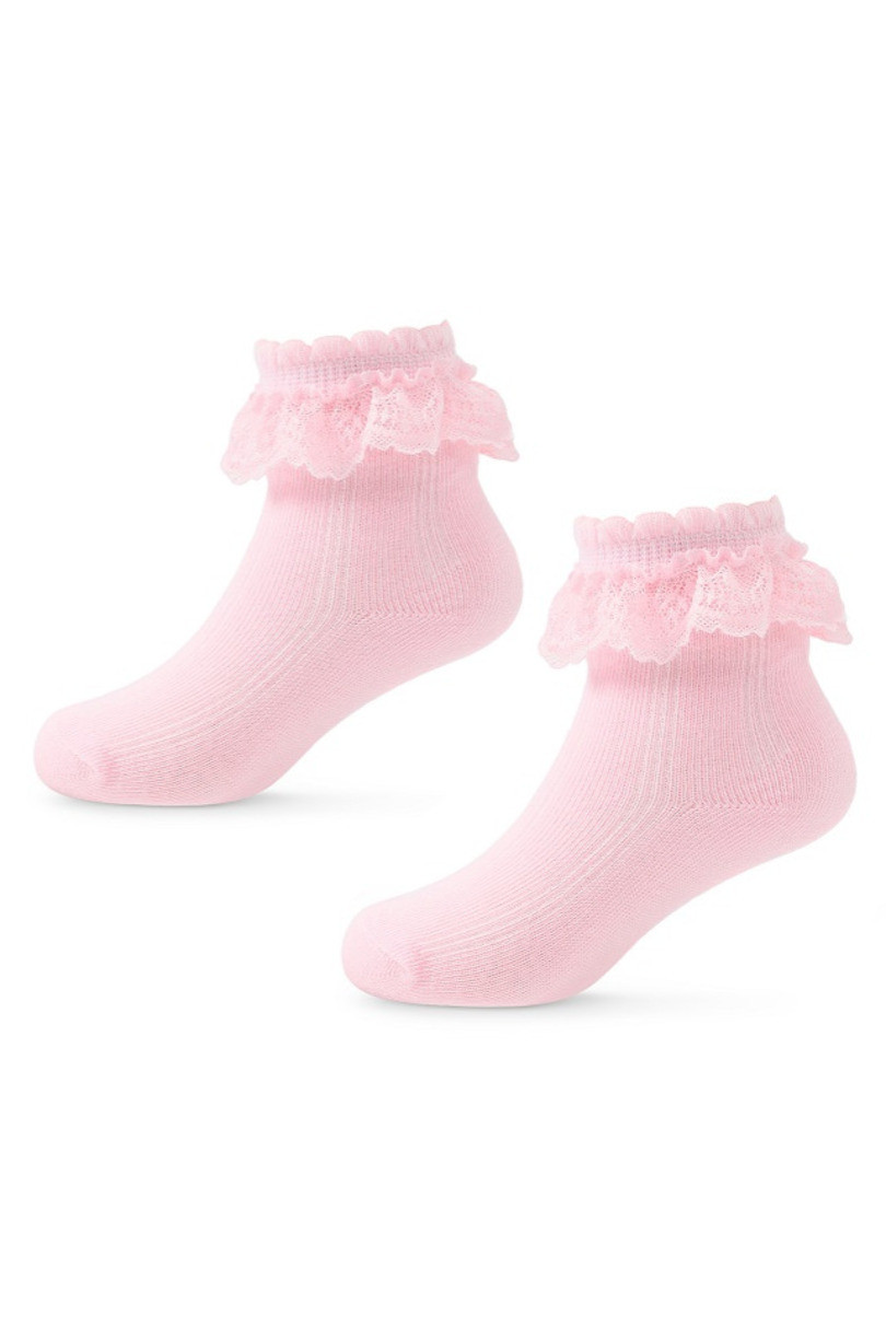 Dětské ponožky s ozdobnou krajkou SK-75 bílá 6-12