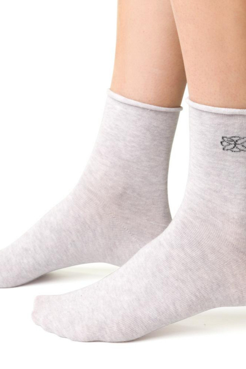 Dámské vzorované ponožky 099 MELANŽOVÁ SVĚTLE ŠEDÁ 35-37