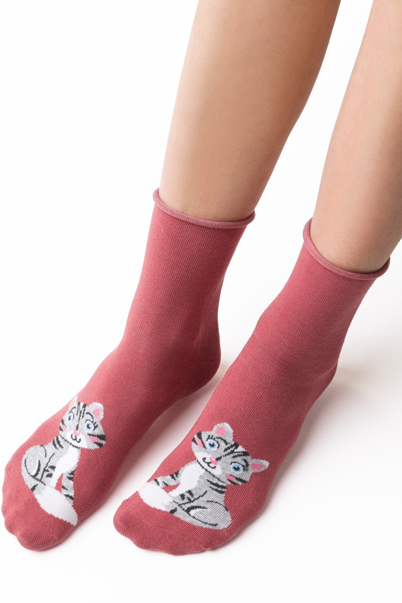 Dámské vzorované ponožky 099 Růžová 38-40