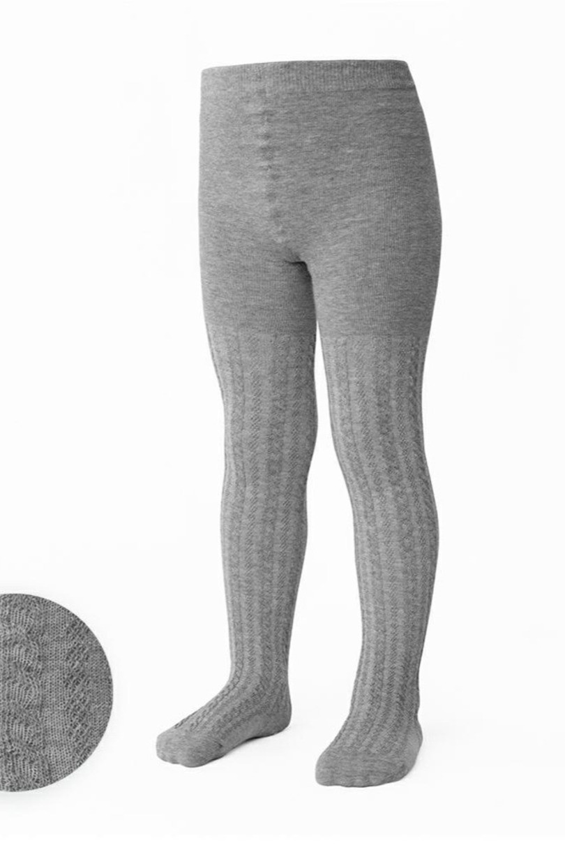 Dívčí vzorované punčochové kalhoty - cop JOY 071 MELANŽOVĚ ŠEDÁ 116-122