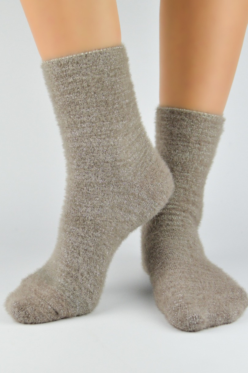 Dámské nadýchané ponožky SB037 Hnědá 36-41