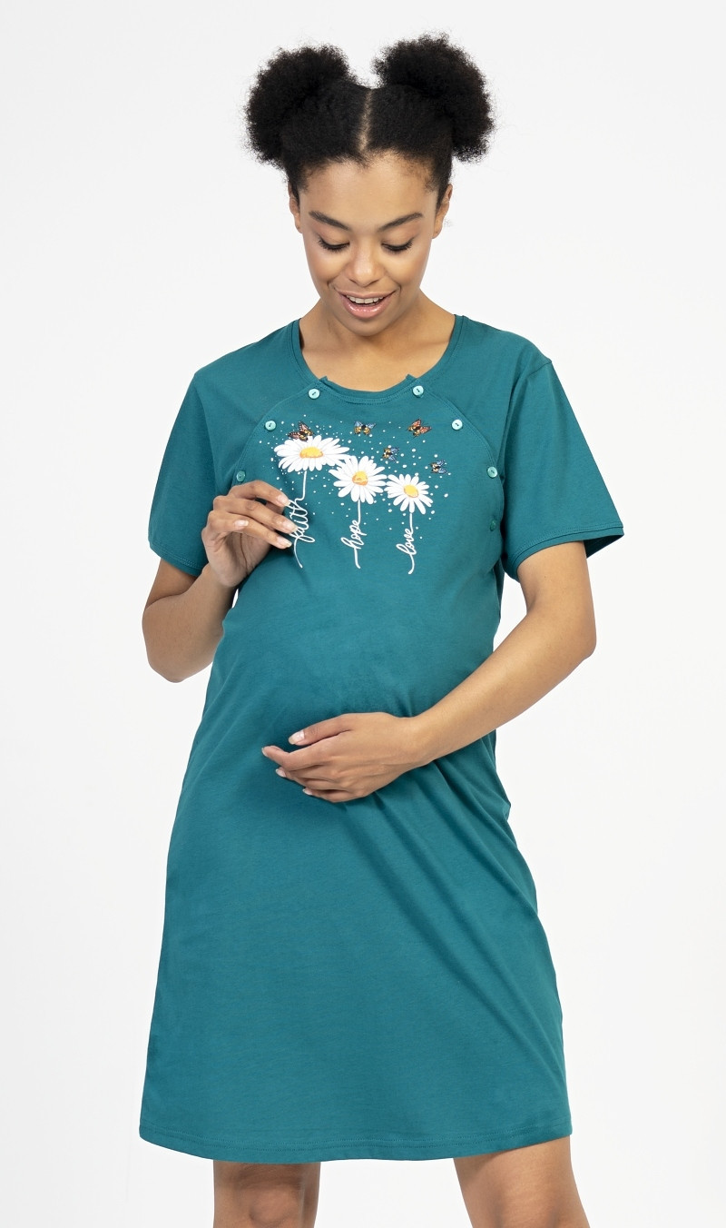Dámská noční košile mateřská Kopretiny korálová XL