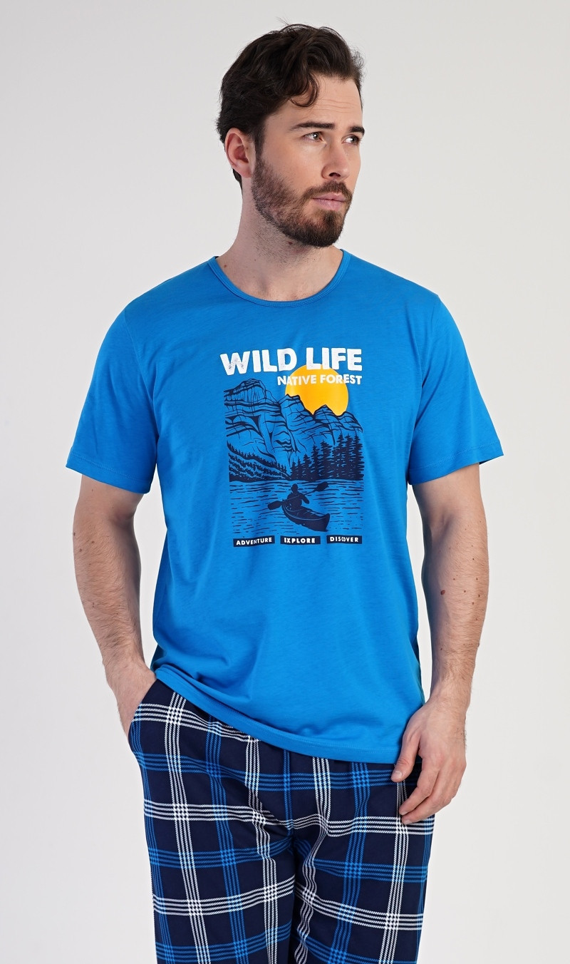 Pánské pyžamo kapri Wild life modrá 1XL