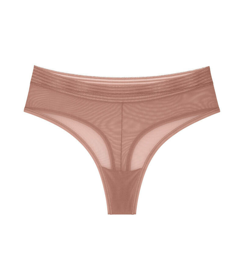 Dámské kalhotky Tempting Sheer Highwaist String - TOASTED ALMOND - mandlová 6901 - TRIUMPH BROWN L