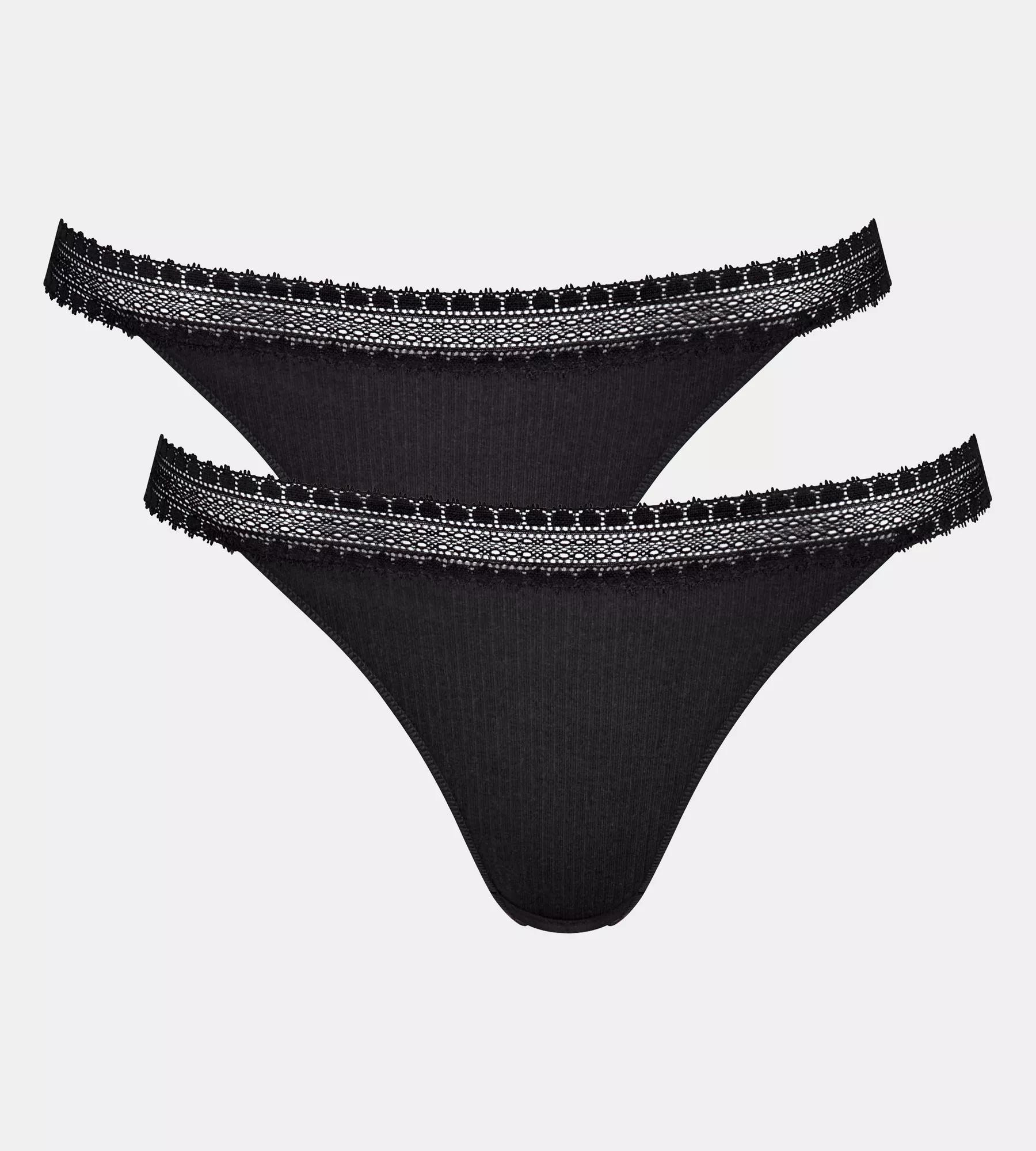 Dámská tanga GO Ribbed R Tanga C2P - BLACK - černé 0004 - SLOGGI BLACK XL