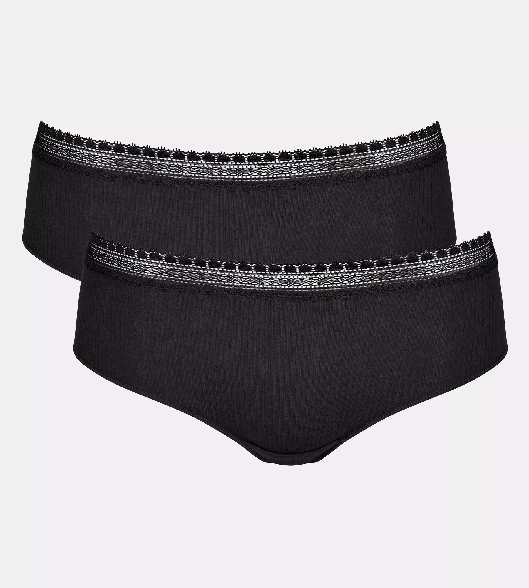 Dámské kalhotky GO Ribbed R Hipster C2P - BLACK - černé 0004 - SLOGGI BLACK L