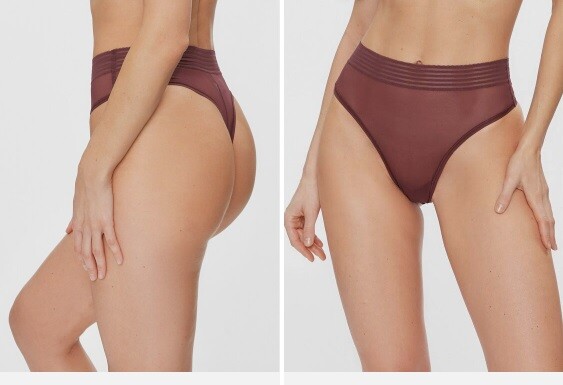 Dámské kalhotky Tempting Sheer Highwaist String 2P - Decadent Chocolate - hnědé 7572 - TRIUMPH BROWN L