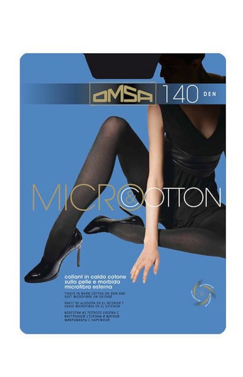 Dámské punčochové kalhoty Omsa Micro&Cotton 140 den nero/černá 3-M