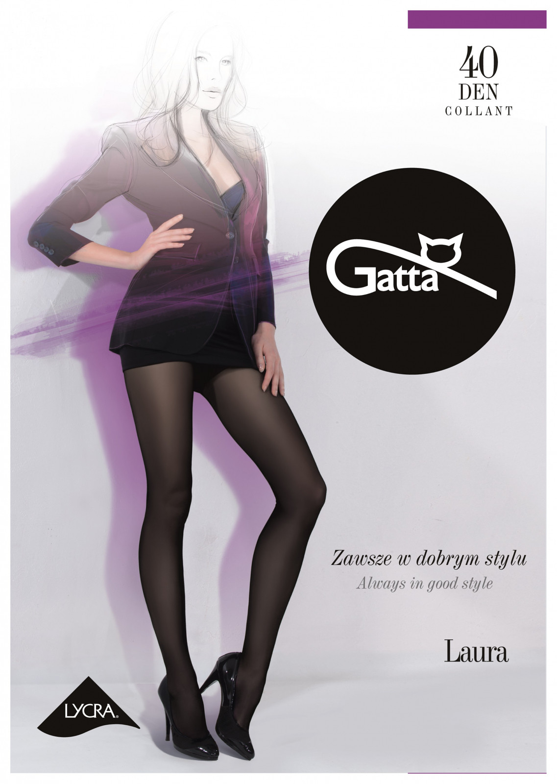 Dámské punčochové kalhoty Gatta| Laura 40 den grafit/dek.šedá 3-M