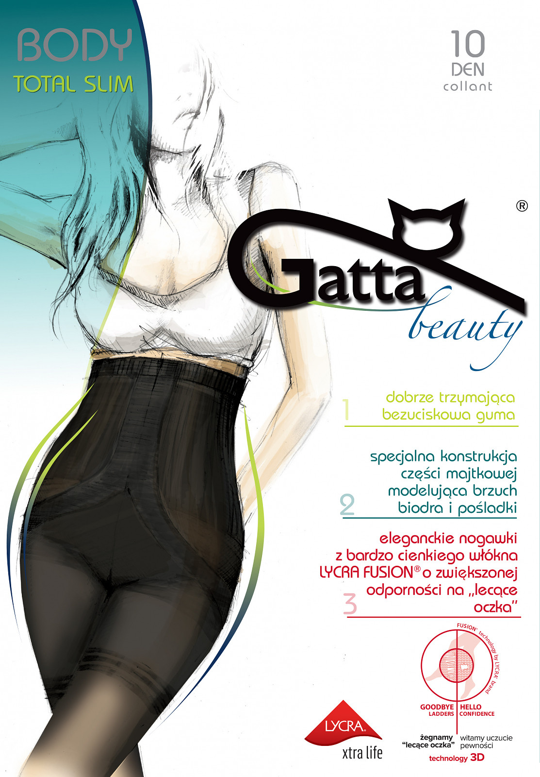 Punčochové kalhoty Gatta Body Totalslim Fusion 10 den nero/černá 2-S