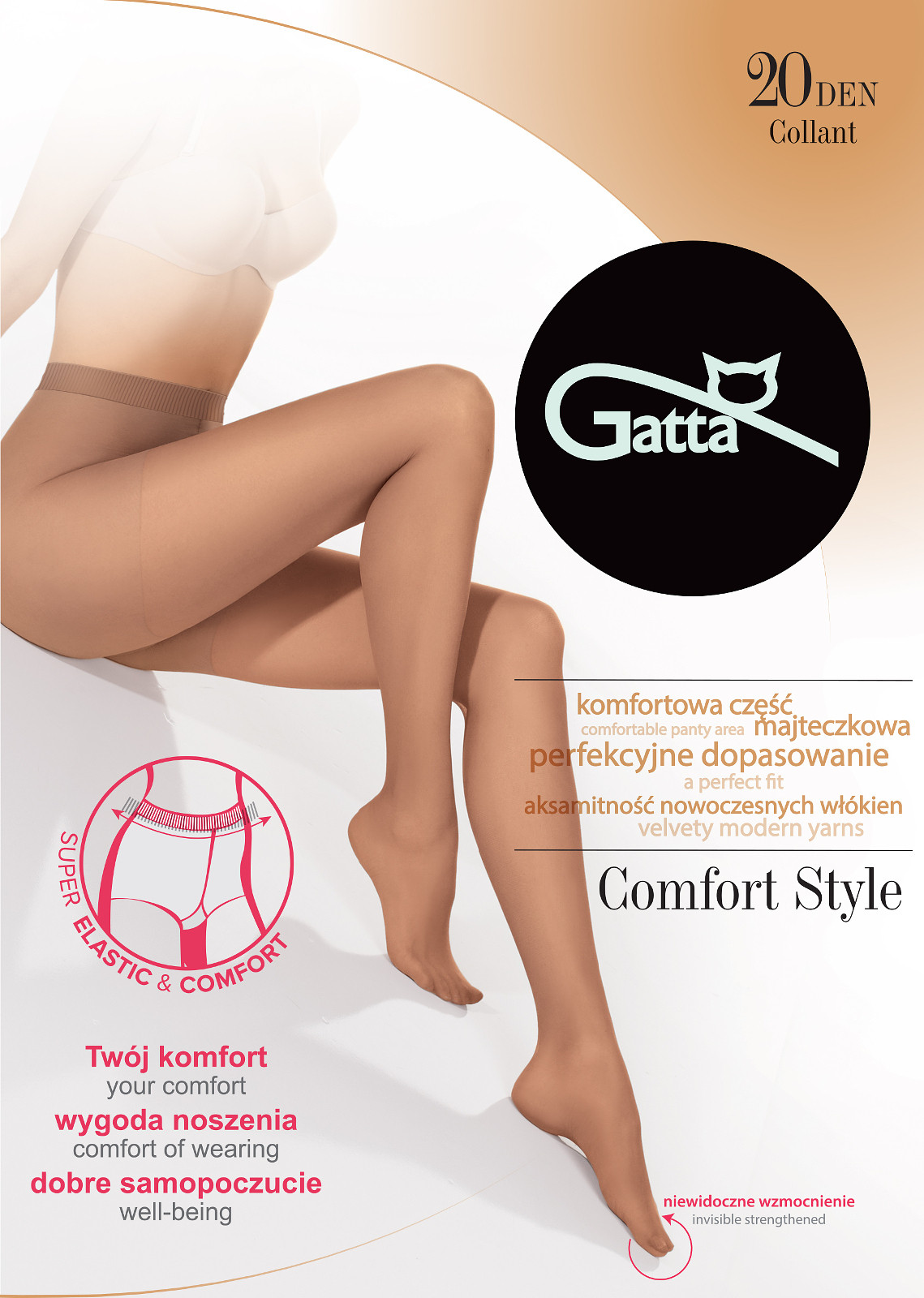 Dámské punčochové kalhoty Gatta Comfort Style 20 den 2-4 golden/odd.béžová 4-L