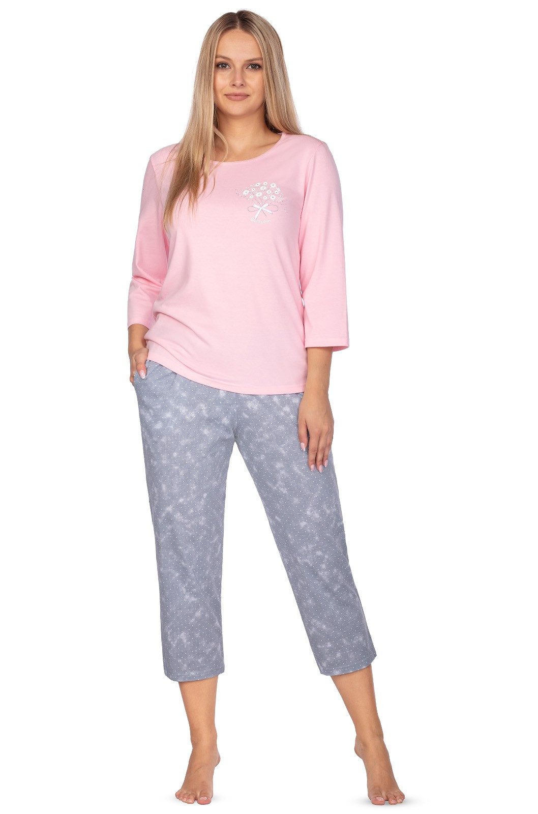 Dámské pyžamo Regina 646 3/4 M-XL Růžová L