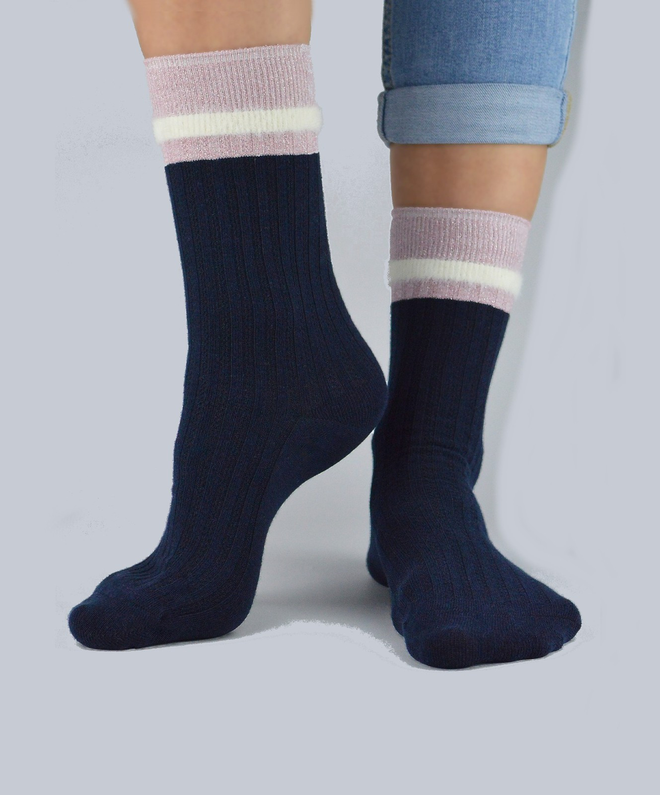 Dámské ponožky Noviti SB050 Lurex 35-42 tmavě modrá 39-42