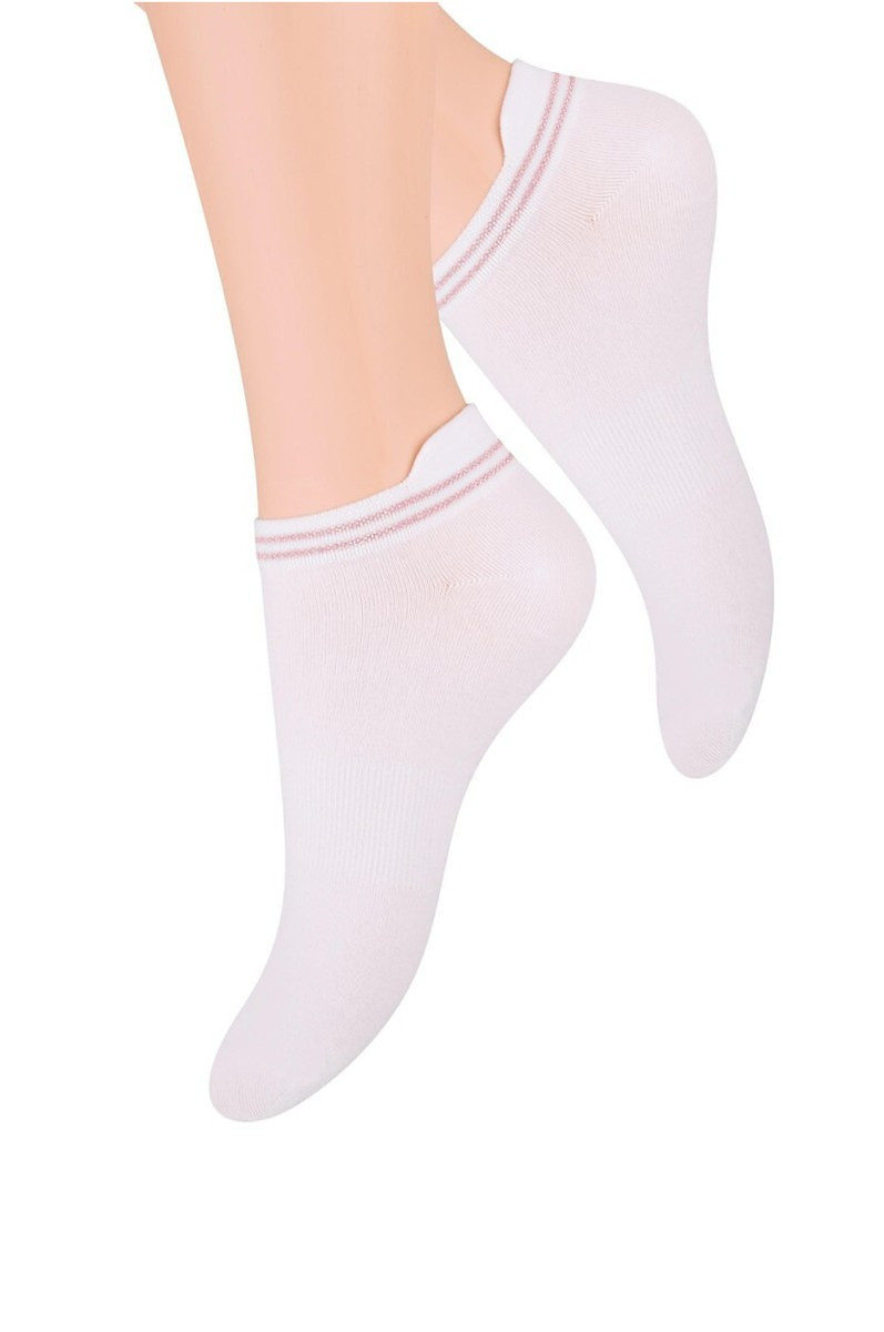 Dámské kotníkové ponožky Steven art.091 bílo-růžová 35-37