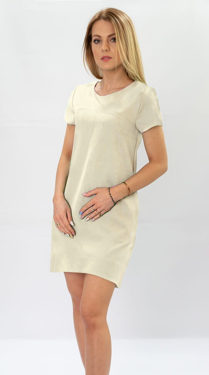 Béžové trapézové šaty (435ART) odcienie beżu S (36)