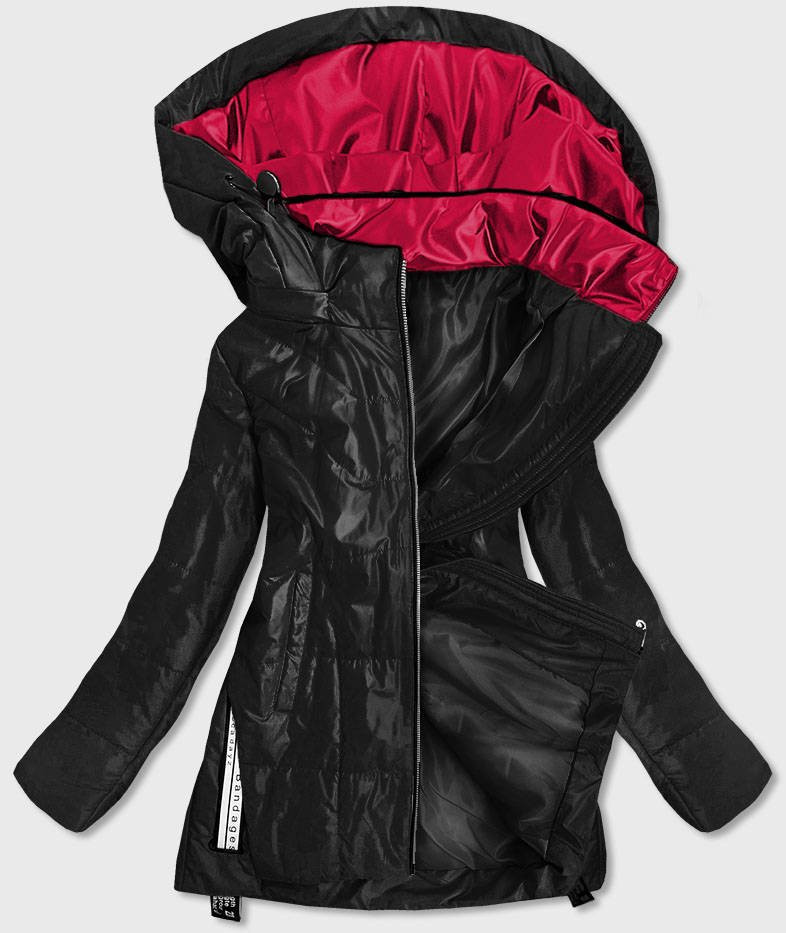 Černá dámská bunda s barevnou kapucí (7722) odcienie czerni 46