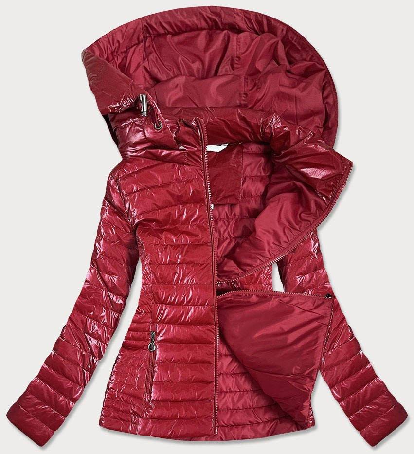 Červená lesklá dámská bunda (6815) odcienie czerwieni L (40)
