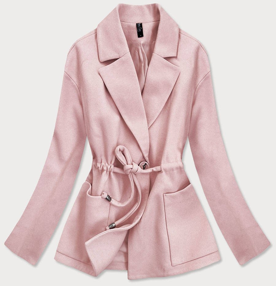 Krátký růžový volný dámský kabát (2727) odcienie różu M (38)