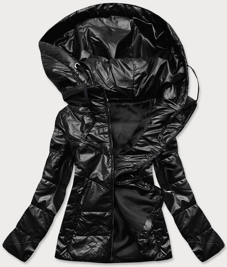 Černá lesklá dámská bunda (B9751) odcienie czerni 46
