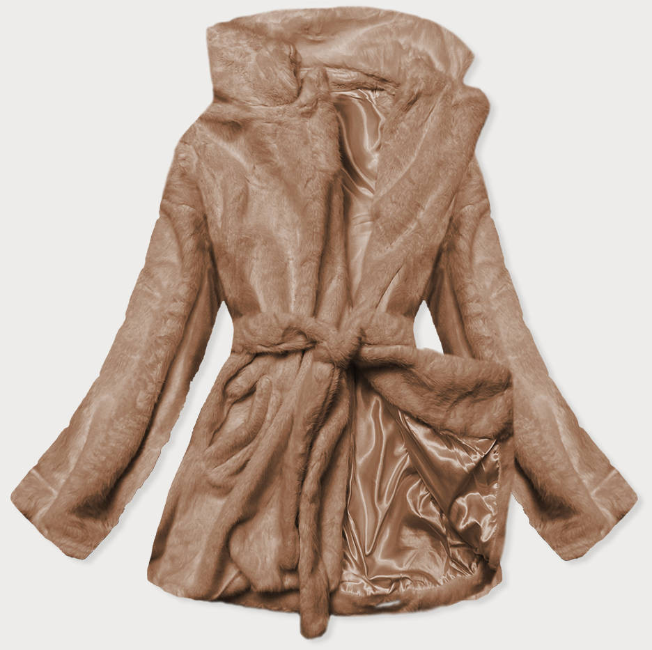 Hnědá dámská bunda - kožíšek s límcem (GSQ2166) odcienie brązu L (40)
