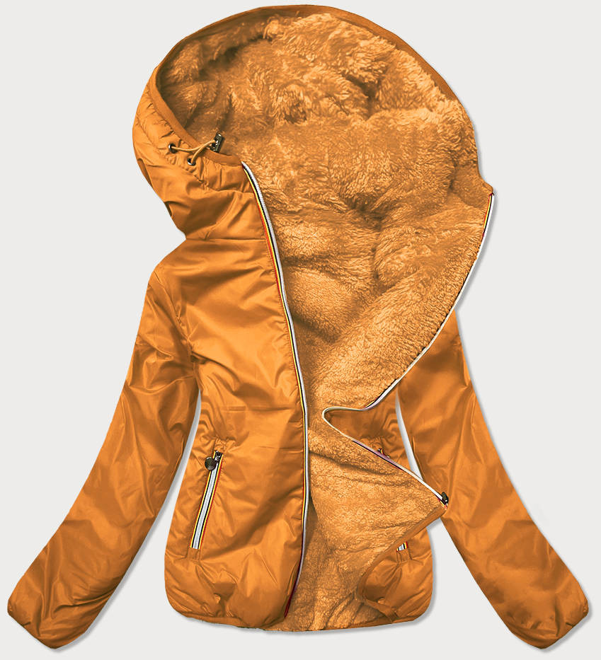 Krátká dámská bunda 2 v 1 v hořčicové barvě (H1029-37) odcienie żółtego XL (42)