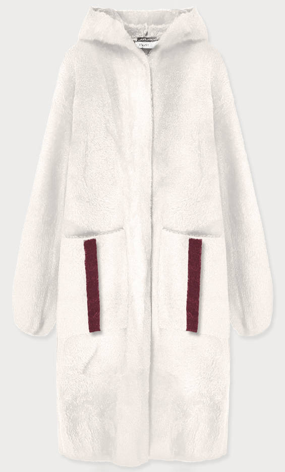 Bílý přehoz přes oblečení s kapucí á la alpaka (B3005) odcienie bieli L (40)
