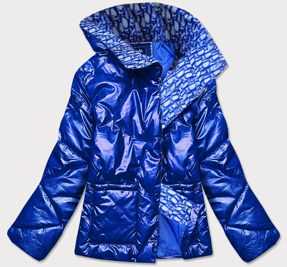 Světle modrá dámská bunda s leskem (OMDL-023) odcienie niebieskiego L (40)