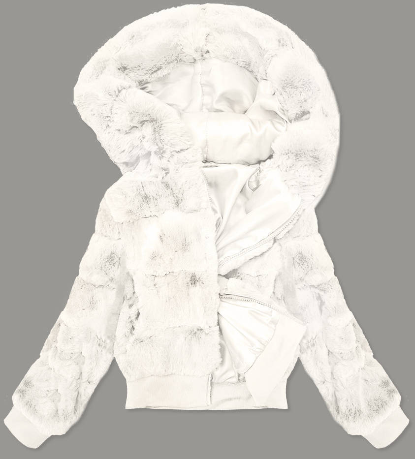 Bílá dámská kožešinová bunda (BR9748-26) odcienie bieli XXL (44)