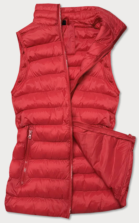 Krátká červená prošívaná dámská vesta (23077-270) odcienie czerwieni XL (42)