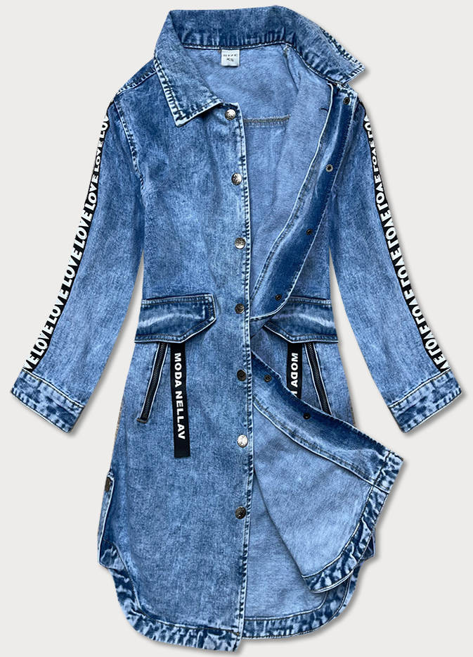 Světle modrá volná dámská džínová bunda/přehoz přes oblečení (POP5990-K) odcienie niebieskiego XS (34)
