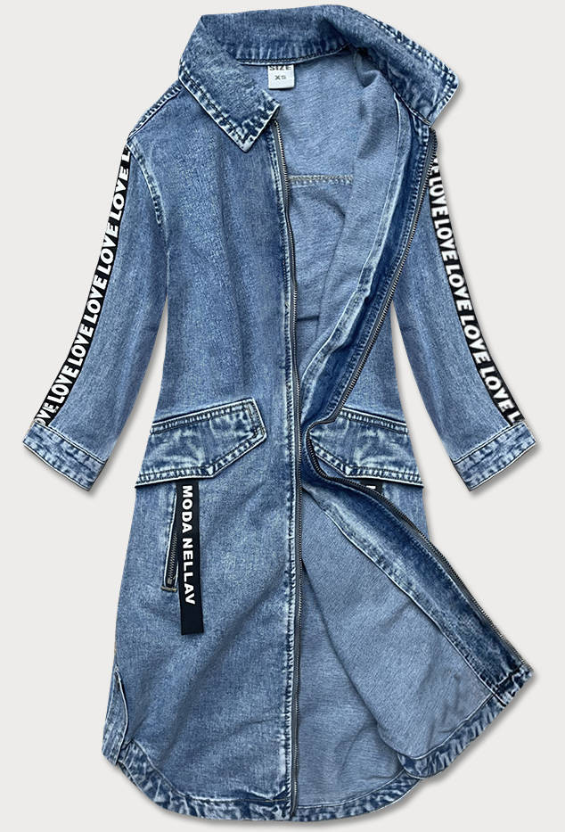 Světle modrá volná dámská džínová bunda/přehoz přes oblečení (POP7030-K) odcienie niebieskiego XS (34)