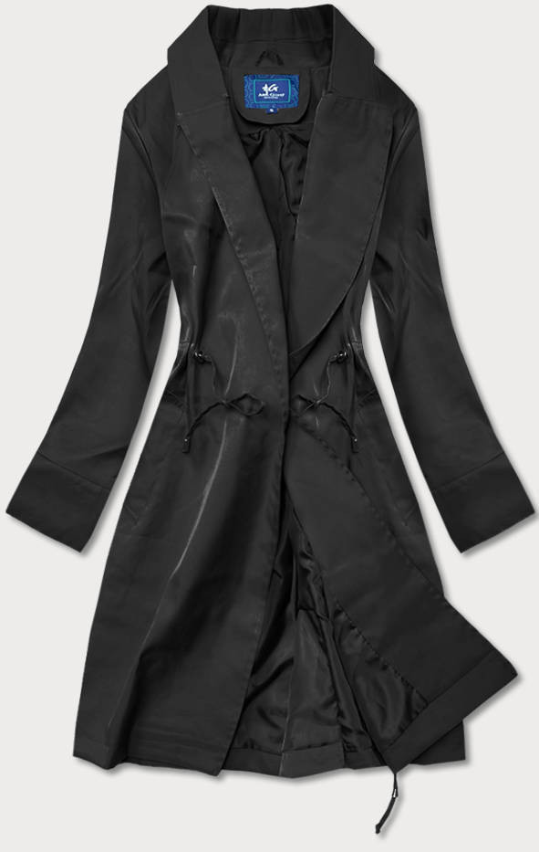 Tenký černý dámský kabát (AG5-011) odcienie czerni S (36)