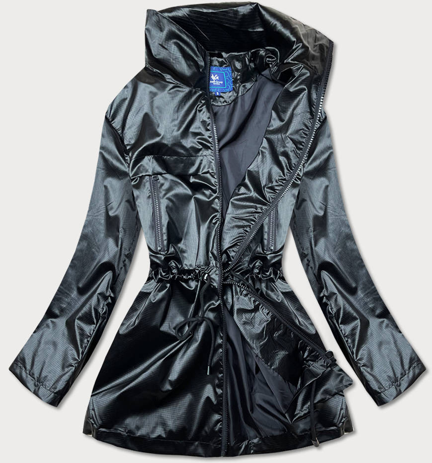 Tenká černá dámská bunda se stojáčkem (AG5-017) odcienie czerni XL (42)