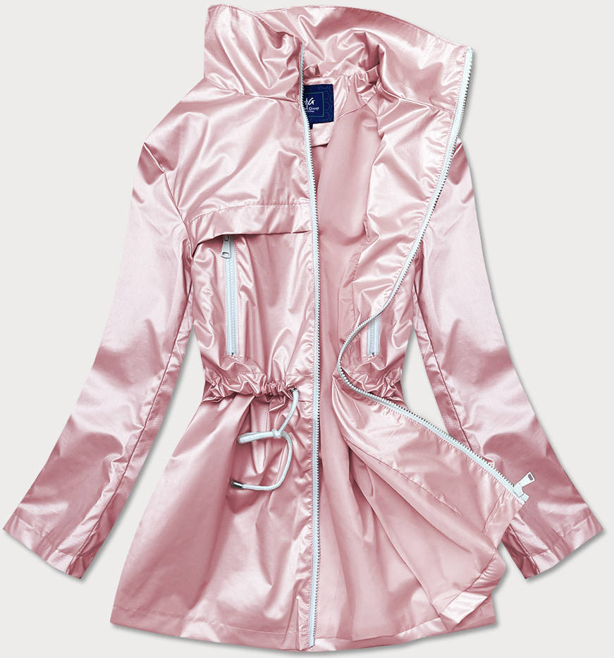 Tenká růžová dámská bunda se stojáčkem (AG5-017) odcienie różu L (40)