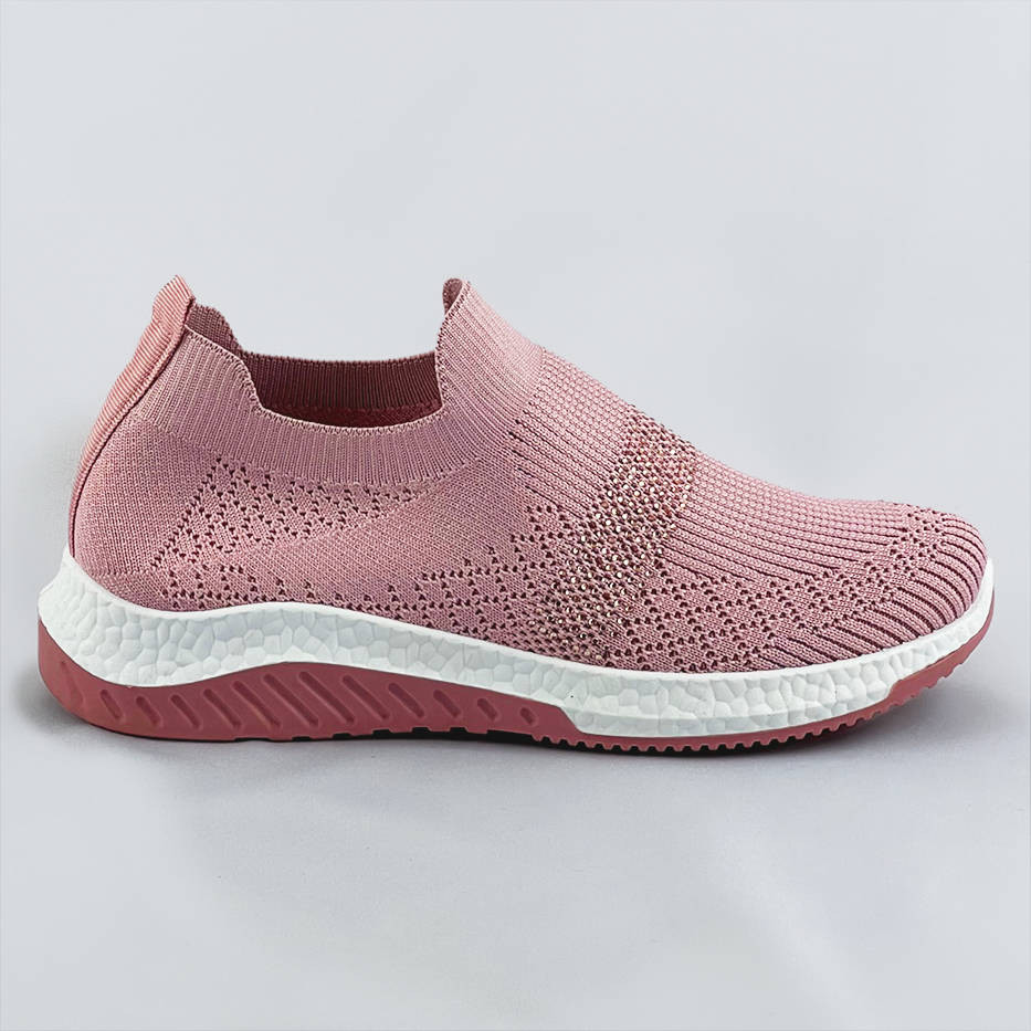 Růžové ažurové dámské boty se zirkony (C1057) odcienie różu XL (42)