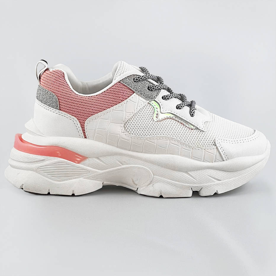 Bílo-růžové dámské šněrovací sportovní boty (LU-3) odcienie różu XL (42)