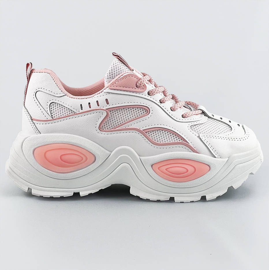Bílo-růžové dámské sportovní boty s vysokou podrážkou (RA15) odcienie bieli XL (42)