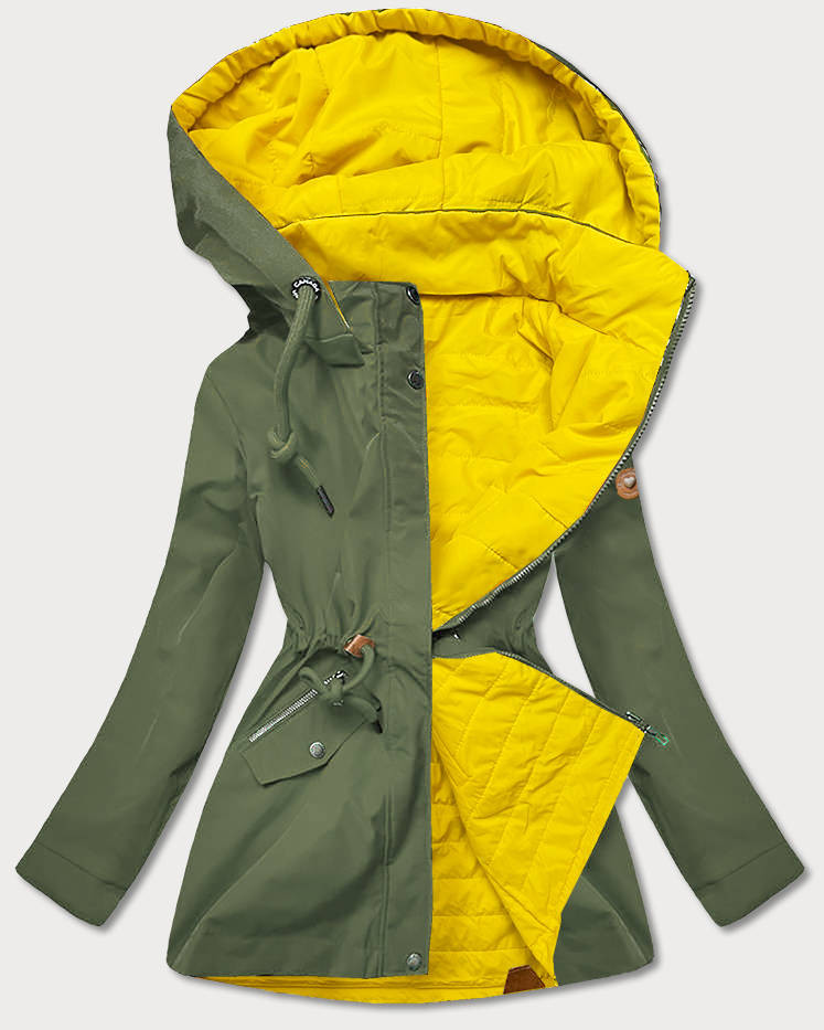 Khaki-žlutá oboustranná dámská bunda (CAN-620BIG) odcienie żółtego 46