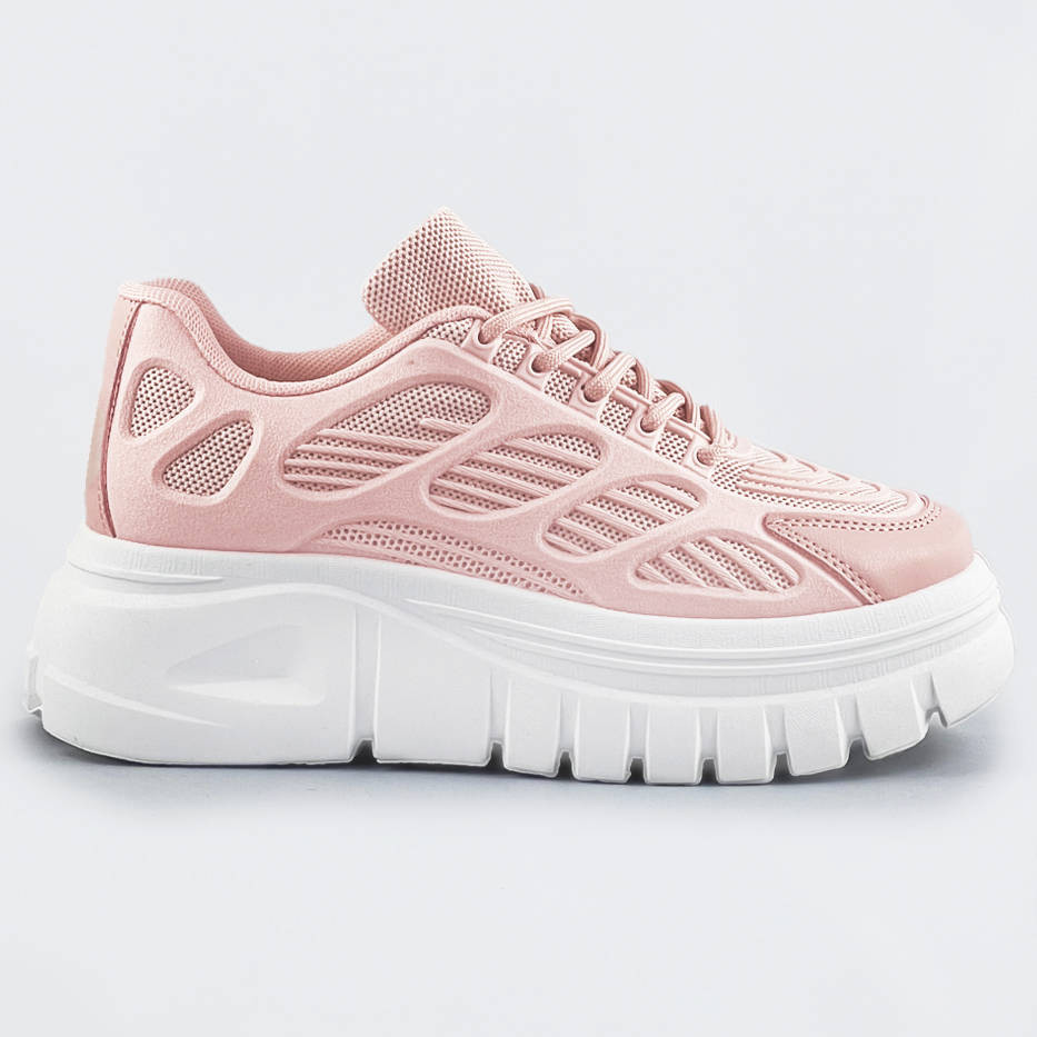 Růžové sportovní dámské boty na platformě (S222) odcienie różu XL (42)