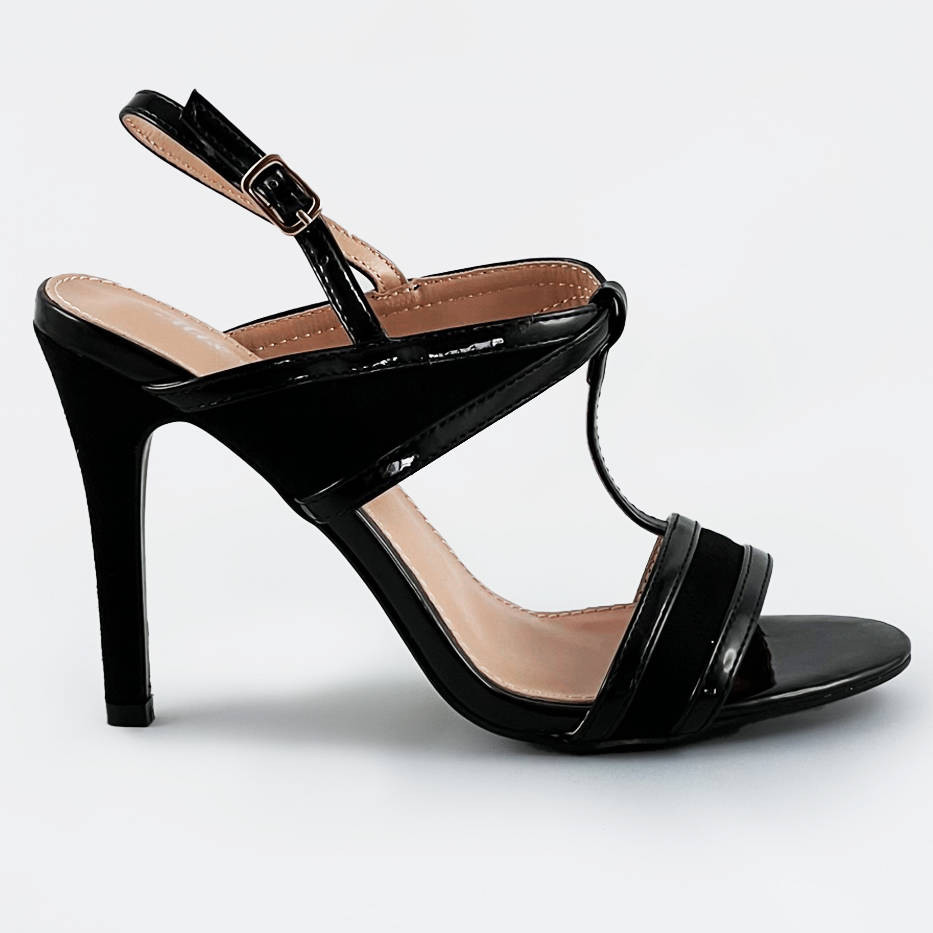 Černé dámské sandálky z různých spojených materiálů (HB09) odcienie czerni XL (42)