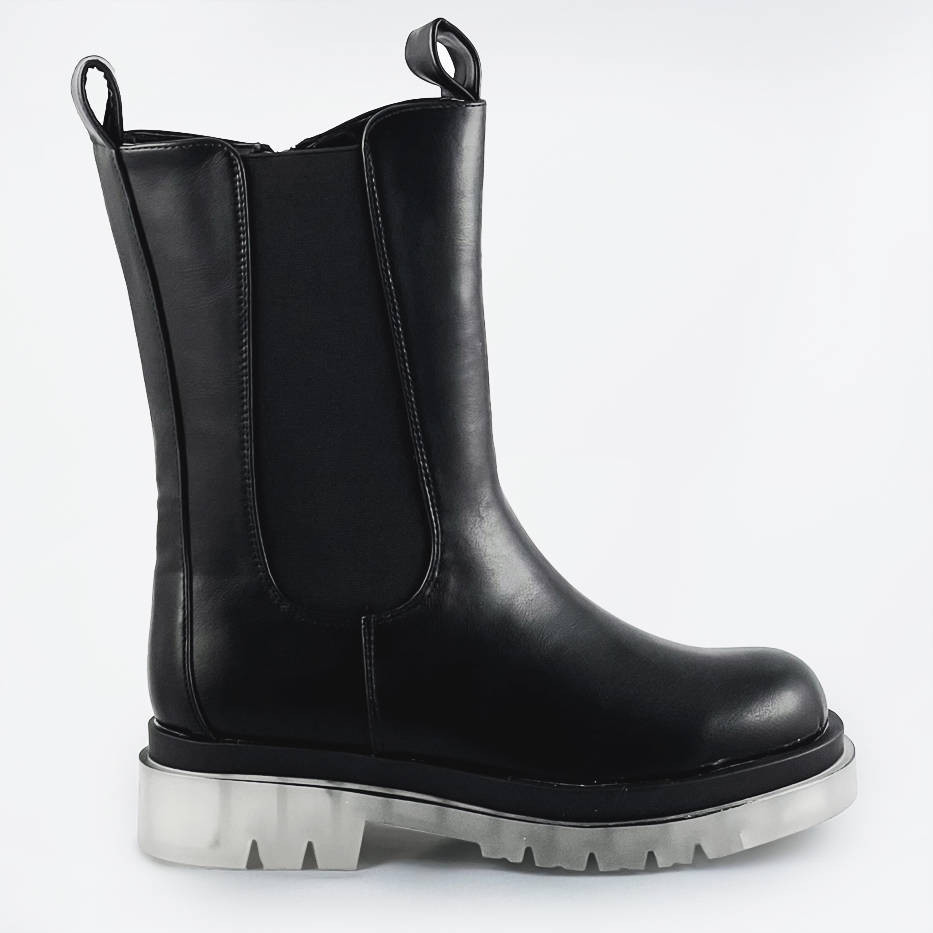 Černé boty s transparentní podrážkou (OM717) odcienie czerni L (40)