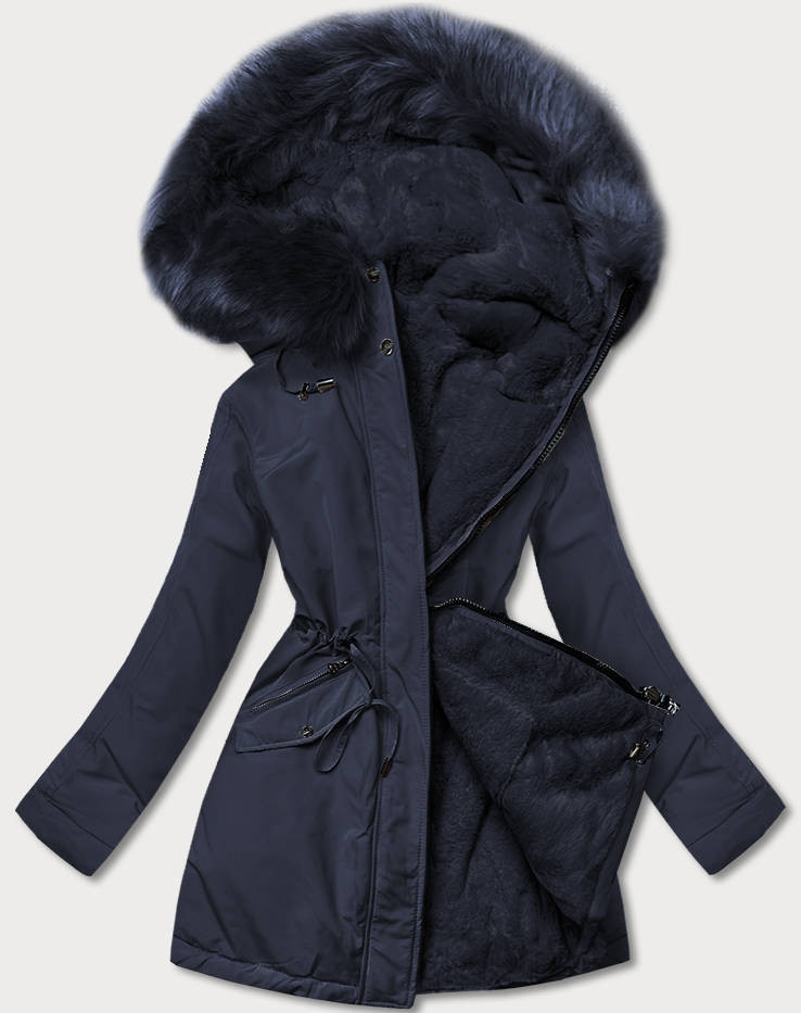Tmavě modrá teplá dámská oboustranná zimní bunda (W610BIG) odcienie niebieskiego 50
