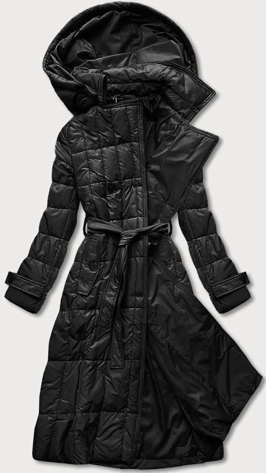 Klasický černý dámský prošívaný kabát (AG2-J83) odcienie czerni XL (42)