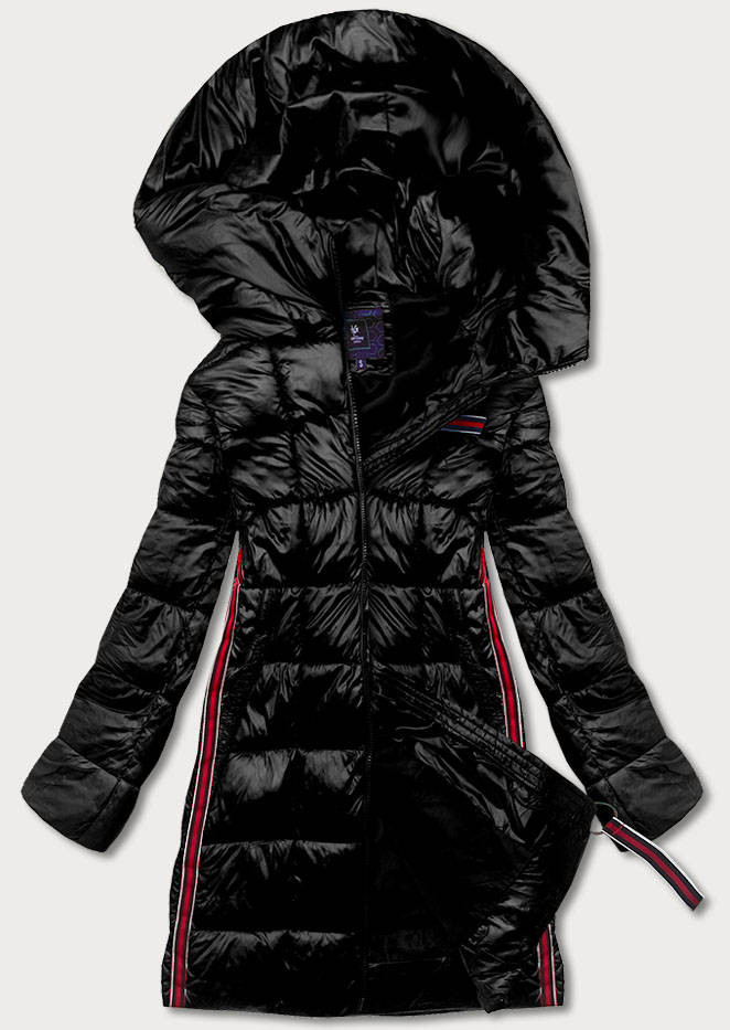 Černá dámská bunda s ozdobnými lampasy (AG1-J9002) odcienie czerni S (36)