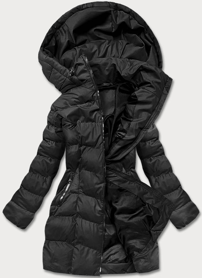 Černá dámská zimní bunda s kapucí (5M750-392) odcienie czerni XL (42)
